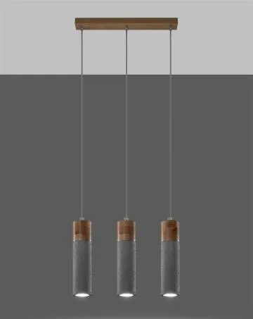 Lampa wisząca ZANE 3 szara
