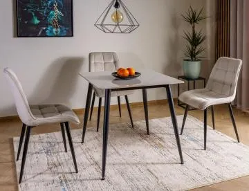 Stół RION 80x80 cm biały marmur/ czarny