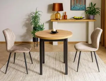 Stół okrągły ADAM 80 cm dąb artisan /czarny