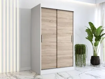 Szafa przesuwna MODUO COMFORT 120 biała mat/dąb sonoma gładka