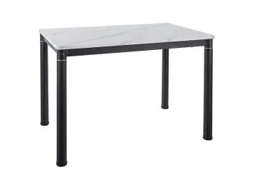Stół DAMAR 110x70 cm biały marmur/ czarny