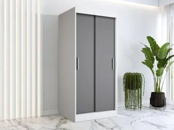 Szafa przesuwna MODUO COMFORT 90 biała mat/antracyt gładka