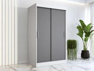 Szafa przesuwna MODUO COMFORT 120 biała mat/antracyt gładka