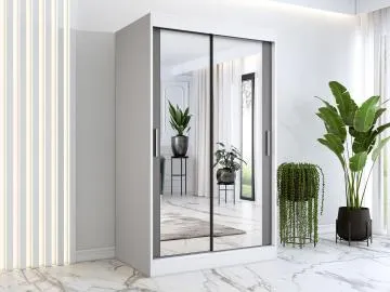 Szafa przesuwna MODUO COMFORT 120 biała mat/antracyt z dwoma lustrami