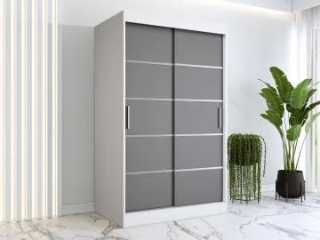Szafa przesuwna MODUO COMFORT 120 biała mat/antracyt z listwami