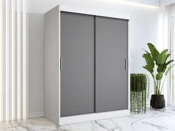 Szafa przesuwna MODUO COMFORT 150 biała mat/antracyt gładka