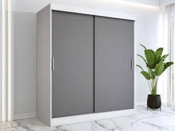 Szafa przesuwna MODUO COMFORT 180 biała mat/antracyt gładka