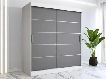 Szafa przesuwna MODUO COMFORT 180 biała mat/antracyt z listwami