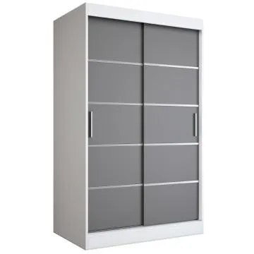 Szafa przesuwna MODUO COMFORT 120 biała mat/antracyt z listwami