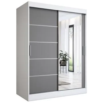 Szafa przesuwna MODUO COMFORT 2 150 biała mat/antracyt z lustrem