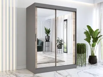 Szafa przesuwna MODUO COMFORT 150 antracyt/dąb sonoma z dwoma lustrami