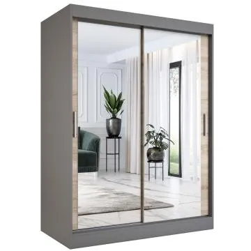 Szafa przesuwna MODUO COMFORT 150 antracyt/dąb sonoma z dwoma lustrami