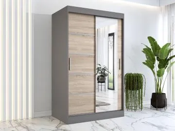 Szafa przesuwna MODUO COMFORT 2 120 antracyt/dąb sonoma z lustrem