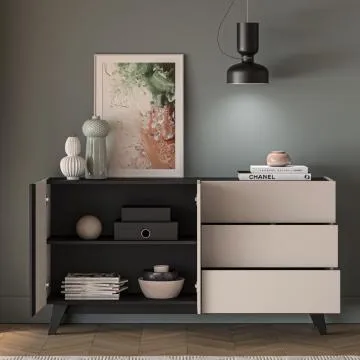 Komoda FREYA 03 2D3S 160 kaszmirowa/czarna