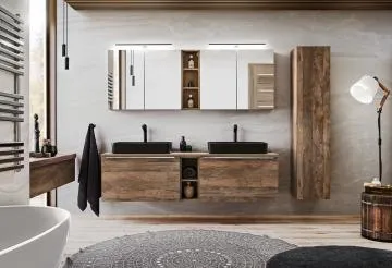 Szafka pod umywalkę nablatową SANTA FE OAK 80 cm dąb z blatem