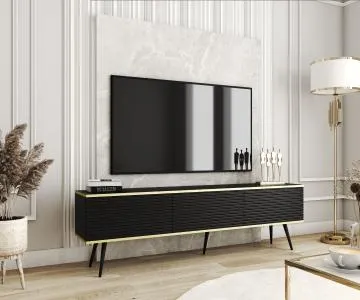 Szafka RTV KARL 3D 175cm wisząca/stojąca czarny mat 