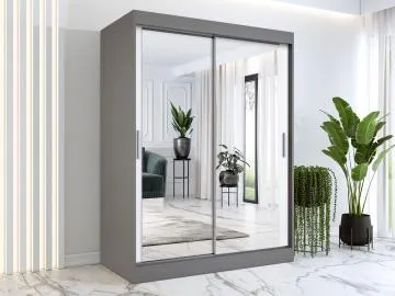 Szafa przesuwna MODUO COMFORT 150 antracyt/biała mat z dwoma lustrami