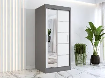 Szafa przesuwna MODUO COMFORT 3 90 antracyt/biała mat z lustrem