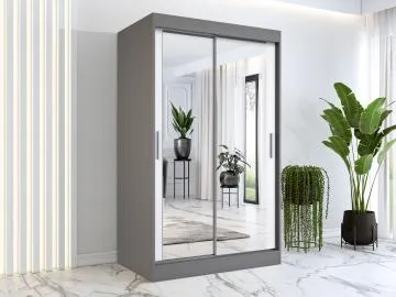 Szafa przesuwna MODUO COMFORT 120 antracyt/biała mat z dwoma lustrami