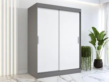 Szafa przesuwna MODUO COMFORT 150 antracyt/biała mat gładka