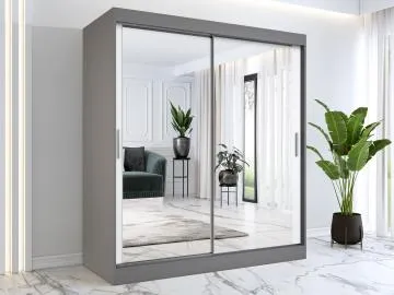 Szafa przesuwna MODUO COMFORT 180 antracyt/biała mat z dwoma lustrami
