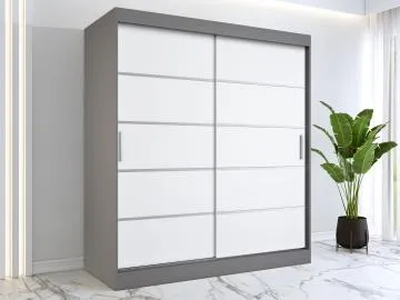 Szafa przesuwna MODUO COMFORT 180 antracyt/biała mat z listwami