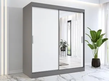Szafa przesuwna MODUO COMFORT 180 antracyt/biała mat z lustrem po prawej