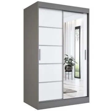 Szafa przesuwna MODUO COMFORT 2 120 antracyt/biała mat z lustrem