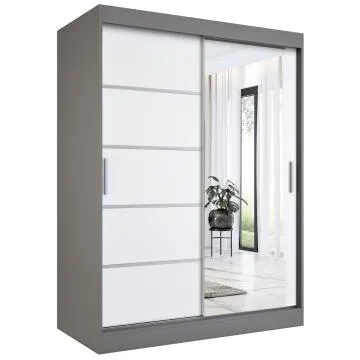Szafa przesuwna MODUO COMFORT 2 150 antracyt/biała mat z lustrem