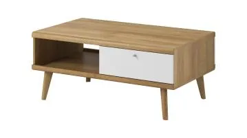 Stolik kawowy VIVIERA 107x67 dąb/biały