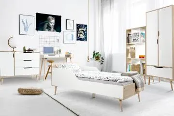 Łóżko dziecięce SOFIE 180x80 białe/buk