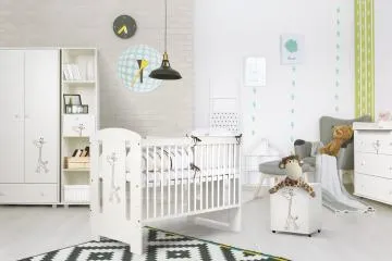 Łóżeczko dziecięce SAFARI ŻYRAFKA 120x60 białe