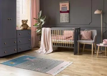 Łóżeczko dziecięce PAULINE 120x60 grafitowe/sosna z barierką