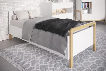 Łóżko dziecięce VICTOR 180x80 białe/dąb