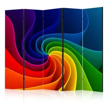 Parawan dwustronny Abstrakcje 225x172 cm 5-częściowy niebieski