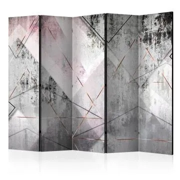 Parawan jednostronny Abstrakcje 225x172 cm 5-częściowy szary