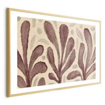 Plakat Liście i plamy 60x40 cm z ramą złotą z marginesem