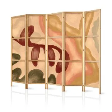 Parawan japoński Abstrakcje 225x172 cm 5-częściowy beżowy