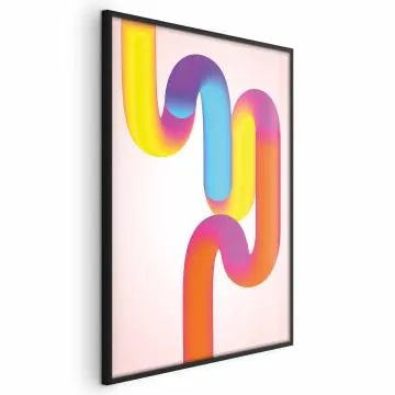 Plakat Tęczowe Rurki 60x90 cm z ramą czarną bez marginesu
