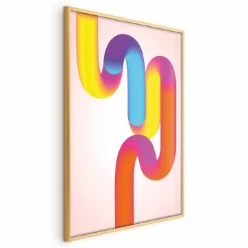 Plakat Tęczowe Rurki 21x30 cm z ramą złotą bez marginesu