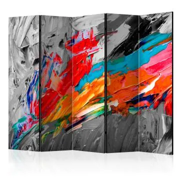 Parawan dwustronny Abstrakcje 225x172 cm 5-częściowy czerwony