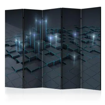 Parawan dwustronny 3D 225x172 cm 5-częściowy czarny