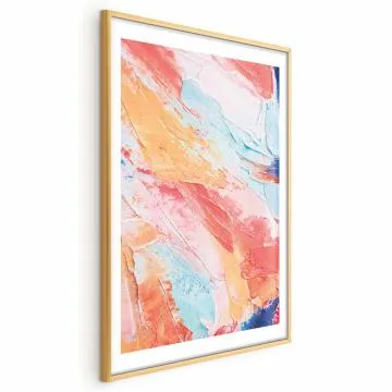 Plakat Kolorowa Harmonia 40x60 cm z ramą złotą z marginesem