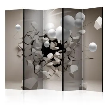 Parawan jednostronny 3D 225x172 cm 5-częściowy beżowy