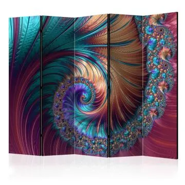 Parawan dwustronny Abstrakcje 225x172 cm 5-częściowy fioletowy