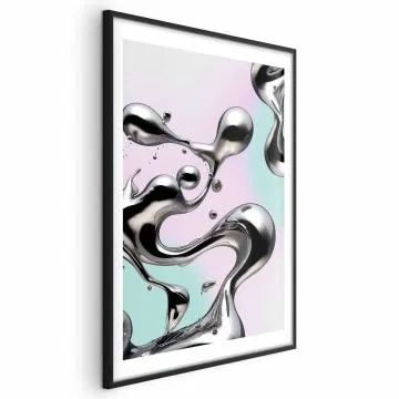 Plakat Metaliczne Płynności 60x90 cm z ramą czarną z marginesem