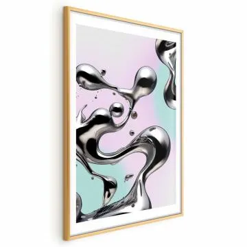 Plakat Metaliczne Płynności 60x90 cm z ramą złotą z marginesem