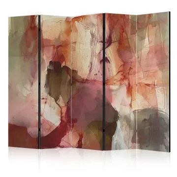 Parawan dwustronny Abstrakcje 225x172 cm 5-częściowy beżowy