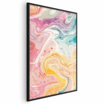 Plakat Kolorowy Chaos 60x90 cm z ramą czarną bez marginesu