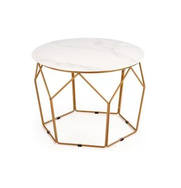 Ława MADISON 60x60 biały marmur/złota